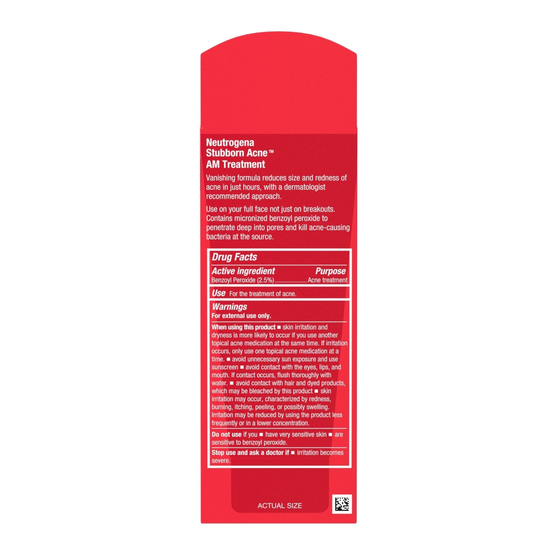 Neutrogena Stubborn Acne AM Face Treatment with 2.5% Micronized Benzoyl Peroxide Acne Medication, Oil-Free Daily Facial Treatment Reduces Size - Maple Wellness Supplements