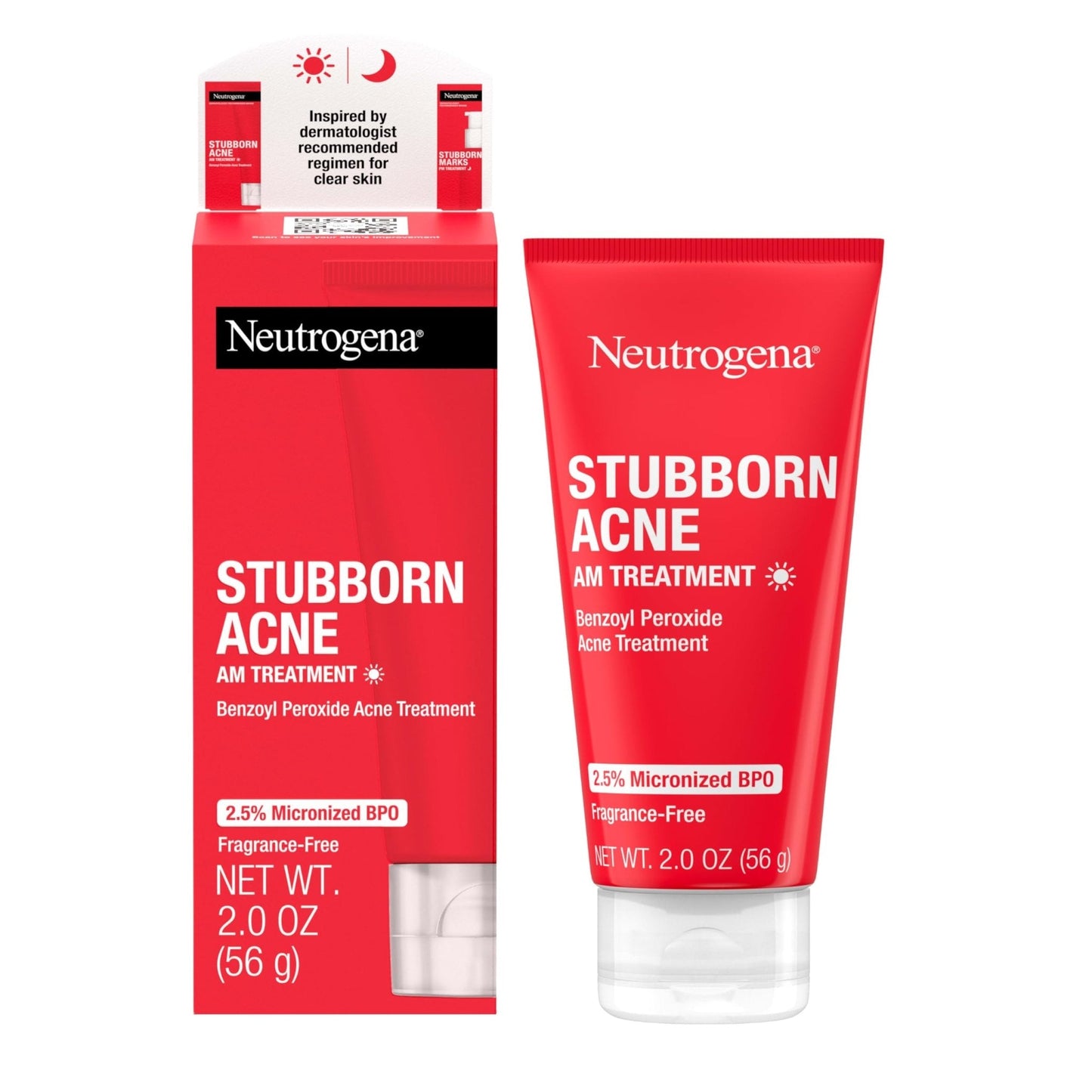 Neutrogena Stubborn Acne AM Face Treatment with 2.5% Micronized Benzoyl Peroxide Acne Medication, Oil-Free Daily Facial Treatment Reduces Size - Maple Wellness Supplements