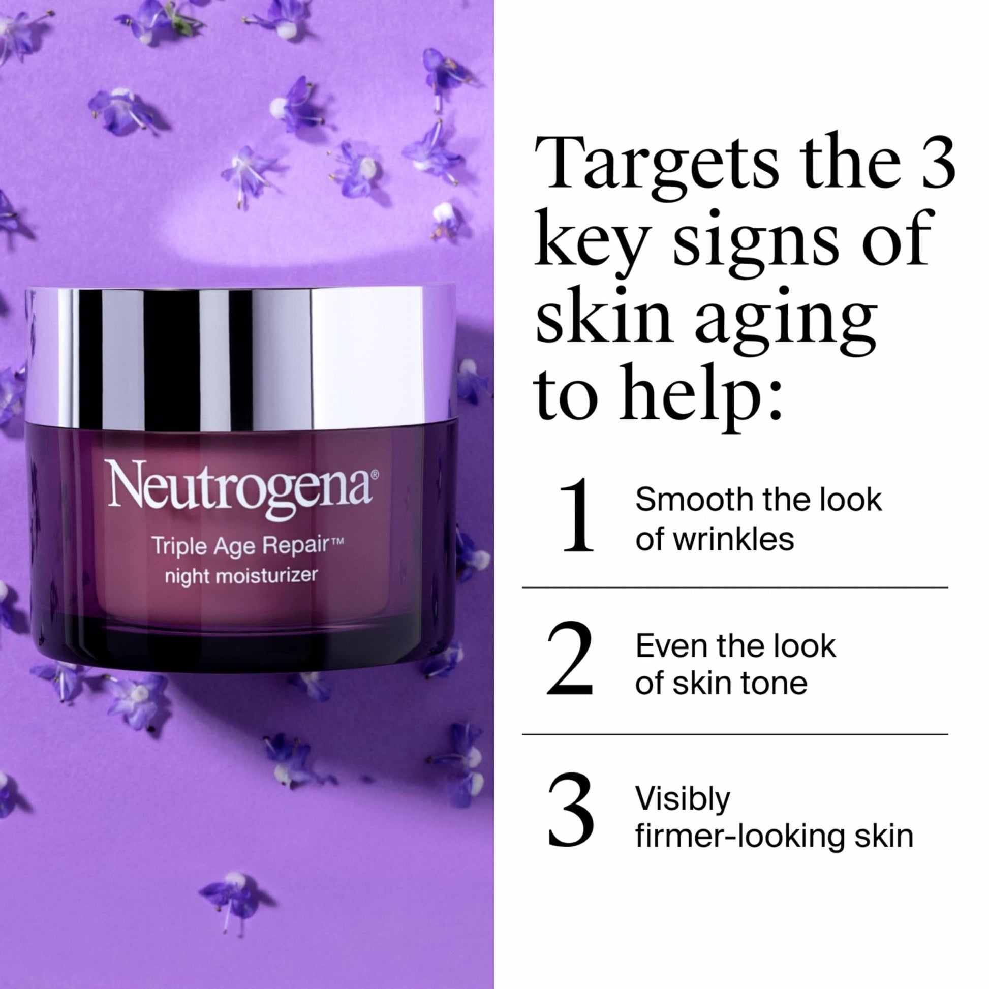 Neutrogena Triple Age Repair Night Face Moisturizer - with Hexinol Technology & Vitamin C, Anti-Wrinkle Face Cream - Maple Wellness Supplements