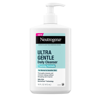 Neutrogena Ultra Gentle Foaming Facial Cleanser, Fragrance Free Hydrating Face Wash for Sensitive Skin, Daily Non Over Drying Makeup Remover - Maple Wellness Supplements