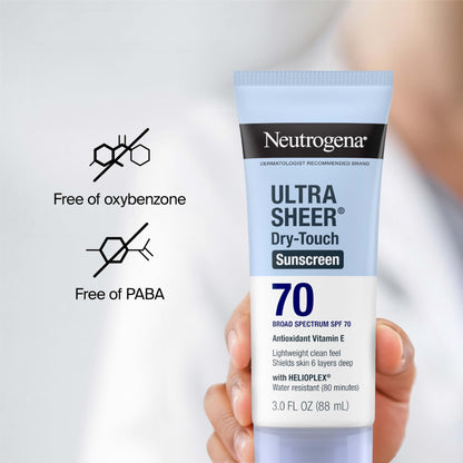 Neutrogena Ultra Sheer Dry-Touch Sunscreen Lotion SPF 70, Broad Spectrum, Water Resistant 80 Min - Maple Wellness Supplements