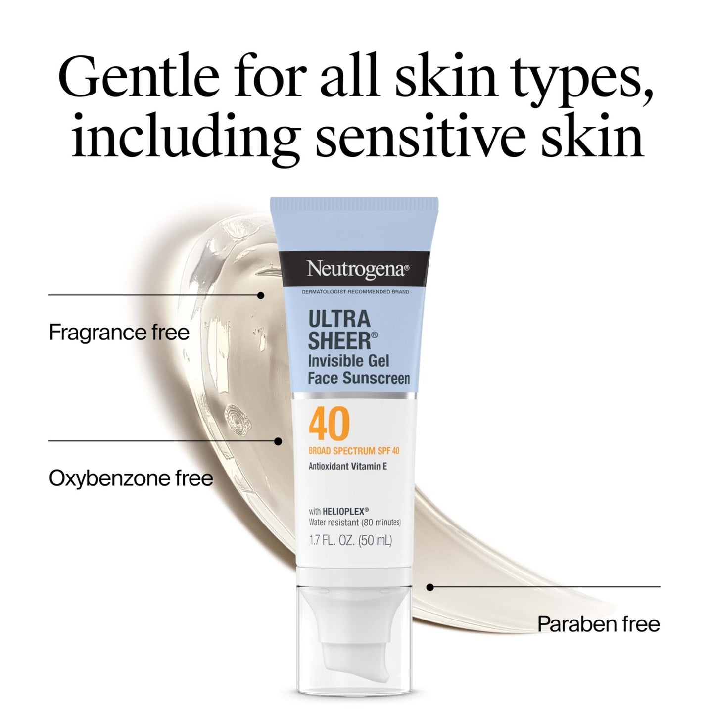 Neutrogena Ultra Sheer Invisible Gel Face Sunscreen SPF 40, Facial Sunscreen & Moisturizer - Maple Wellness Supplements