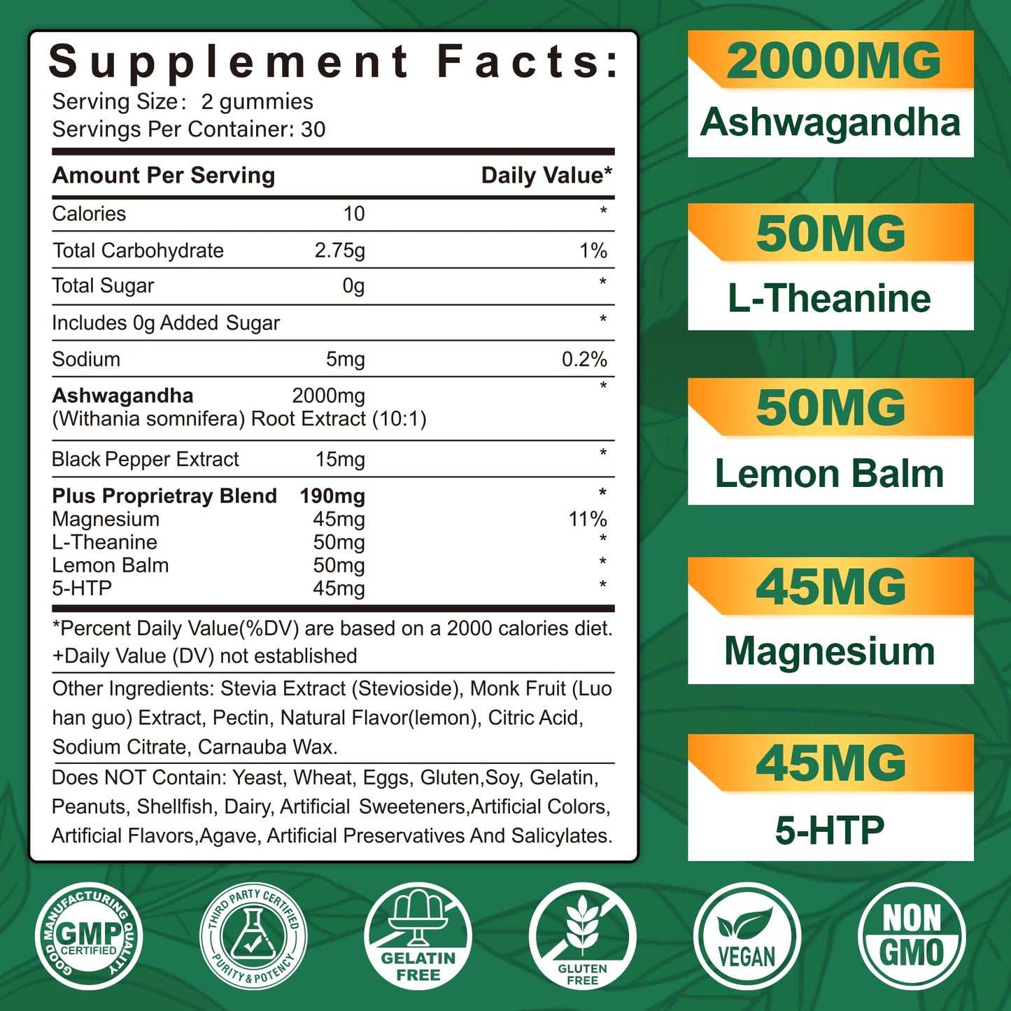 NEVISS Ashwagandha Gummies 2000mg, Feel Refreshed, Plus Proprietary Blend with L-Theanine, 5-HTP, Lemon Balm, Magnesium for Calm, Zzzs & Relaxation Support, 120 Count - Maple Wellness Supplements