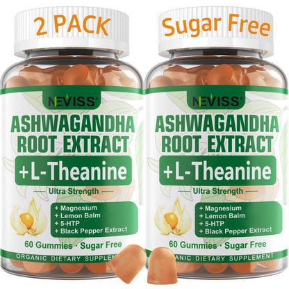 NEVISS Ashwagandha Gummies 2000mg, Feel Refreshed, Plus Proprietary Blend with L-Theanine, 5-HTP, Lemon Balm, Magnesium for Calm, Zzzs & Relaxation Support, 120 Count - Maple Wellness Supplements