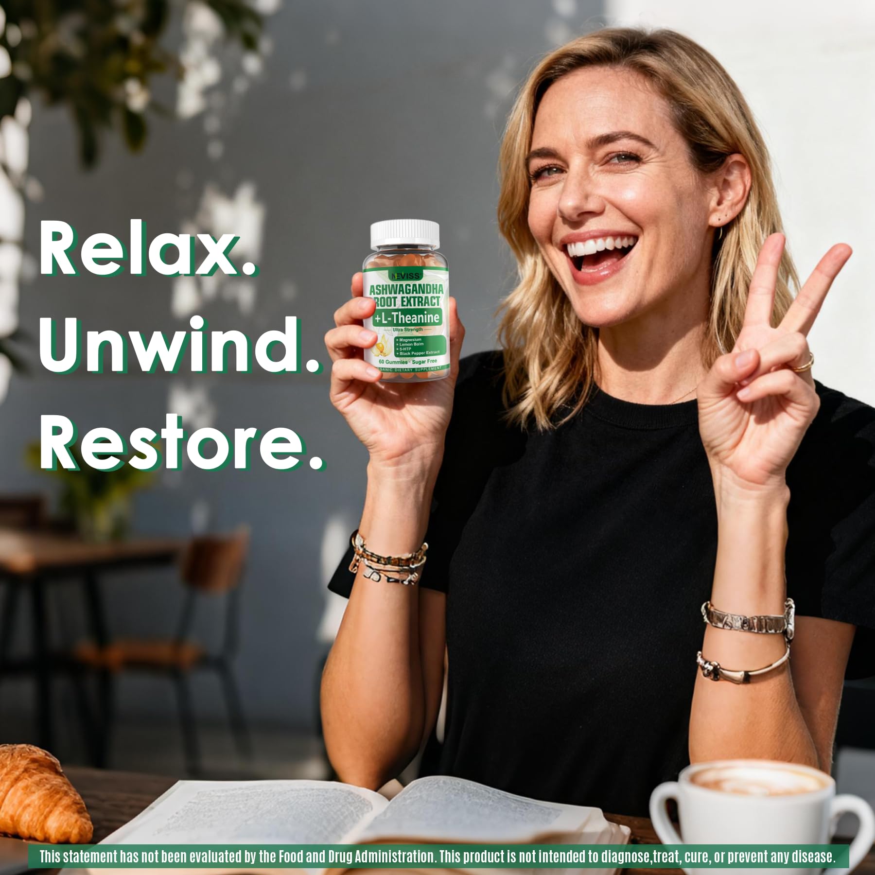NEVISS Ashwagandha Gummies 2000mg, Feel Refreshed, Plus Proprietary Blend with L-Theanine, 5-HTP, Lemon Balm, Magnesium for Calm, Zzzs & Relaxation Support, 120 Count - Maple Wellness Supplements