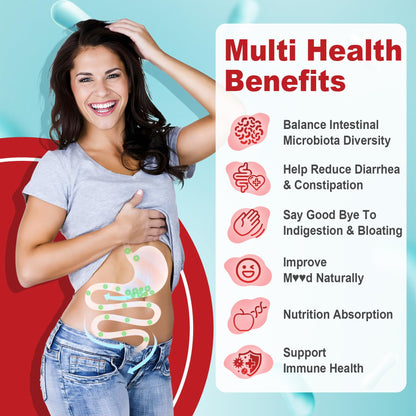 NEVISS Probiotic + Prebiotic Gummies for Adults & Kids 4+, Sugar Free Chewable 50 Billion CFUs w/Fiber, Vitamin B1 B2 D3 & Zinc, for Digestive & Gut Health - Maple Wellness Supplements