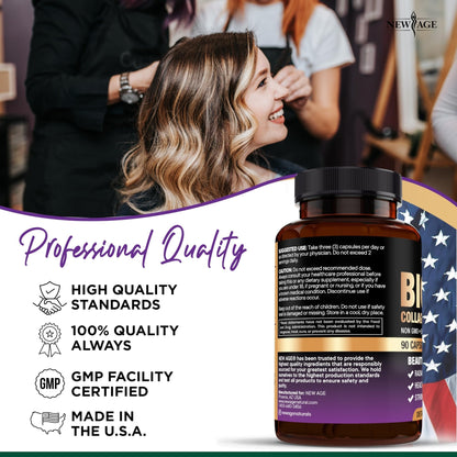 NEW AGE Biotin Collagen Keratin Hyaluronic Acid - 50,000mcg Hair Growth Vitamins for Men and Women, Nails, Hair, Skin Vitamins and DHT Blocker with Vitamin E Folic - Maple Wellness Supplements