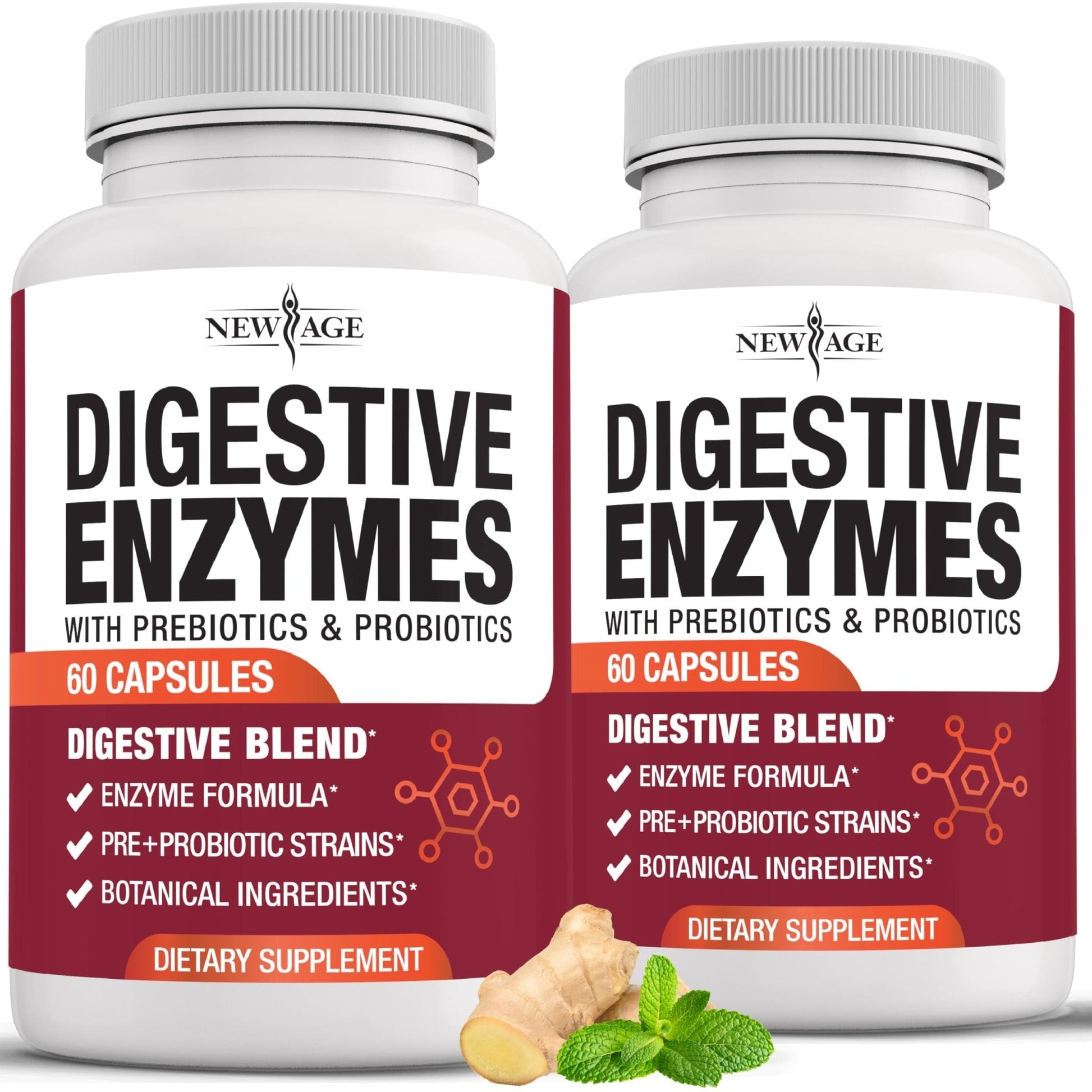 NEW AGE Digestive Enzymes for Gut Health - Probiotic Multi Enzymes with Prebiotics and Probiotics with Lipase for Women and Men for Digestive Health, - Maple Wellness Supplements