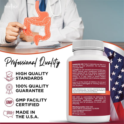 NEW AGE Digestive Enzymes for Gut Health - Probiotic Multi Enzymes with Prebiotics and Probiotics with Lipase for Women and Men for Digestive Health, - Maple Wellness Supplements
