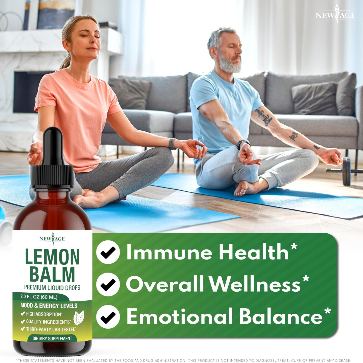 NEW AGE Lemon Balm Tincture - Mood Support Supplement - Lemon Balm Leaf Extract Drops - Vegan, Sugar & Alcohol-Free Calming Supplement - 4 fl oz - Maple Wellness Supplements