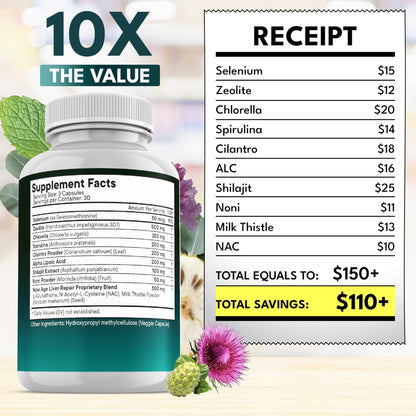 NEW AGE Liver Cleanse & Repair - Help Support Gut Health, and Energy - Zeolite for Adults with Noni, Glutathione, NAC, Chlorella, Spirulina, ALA, Cilantro, Milk Thistle & Shilajit - 60 Count - Maple Wellness Supplements