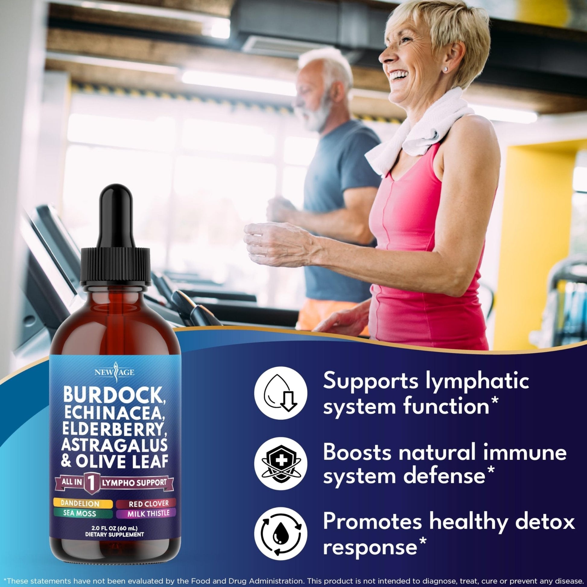 NEW AGE Lymphatic Drainage Supplement - Burdock Lymphatic Support Drops - Burdock Root, Mullein, Echinacea, Elderberry, Dandelion, Astragalus, Milk Thistle, Red Clover - 4 oz - Maple Wellness Supplements