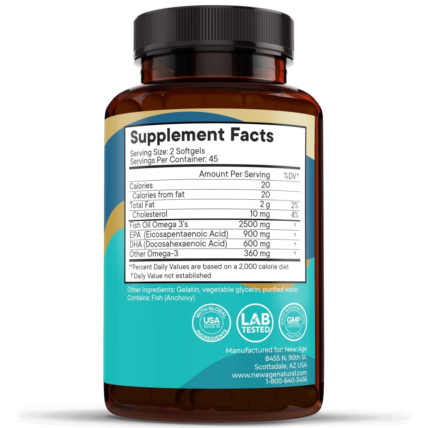 NEW AGE Omega 3 Fish Oil Supplement Immune & Health Support – Promotes Joint, Eye & Skin Health - Non GMO - EPA, DHA Fatty Acids Gluten Free (90 Softgels (Pack of 1)) - Maple Wellness Supplements