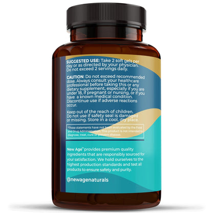 NEW AGE Omega 3 Fish Oil Supplement Immune & Health Support – Promotes Joint, Eye & Skin Health - Non GMO - EPA, DHA Fatty Acids Gluten Free (90 Softgels (Pack of 1)) - Maple Wellness Supplements