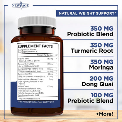 NEW AGE Pro Optimize Probiotics for Women, Menopause, Digestive Health - Support for Bloating, Hot Flashes, Joint Support, Night Sweats - Maple Wellness Supplements