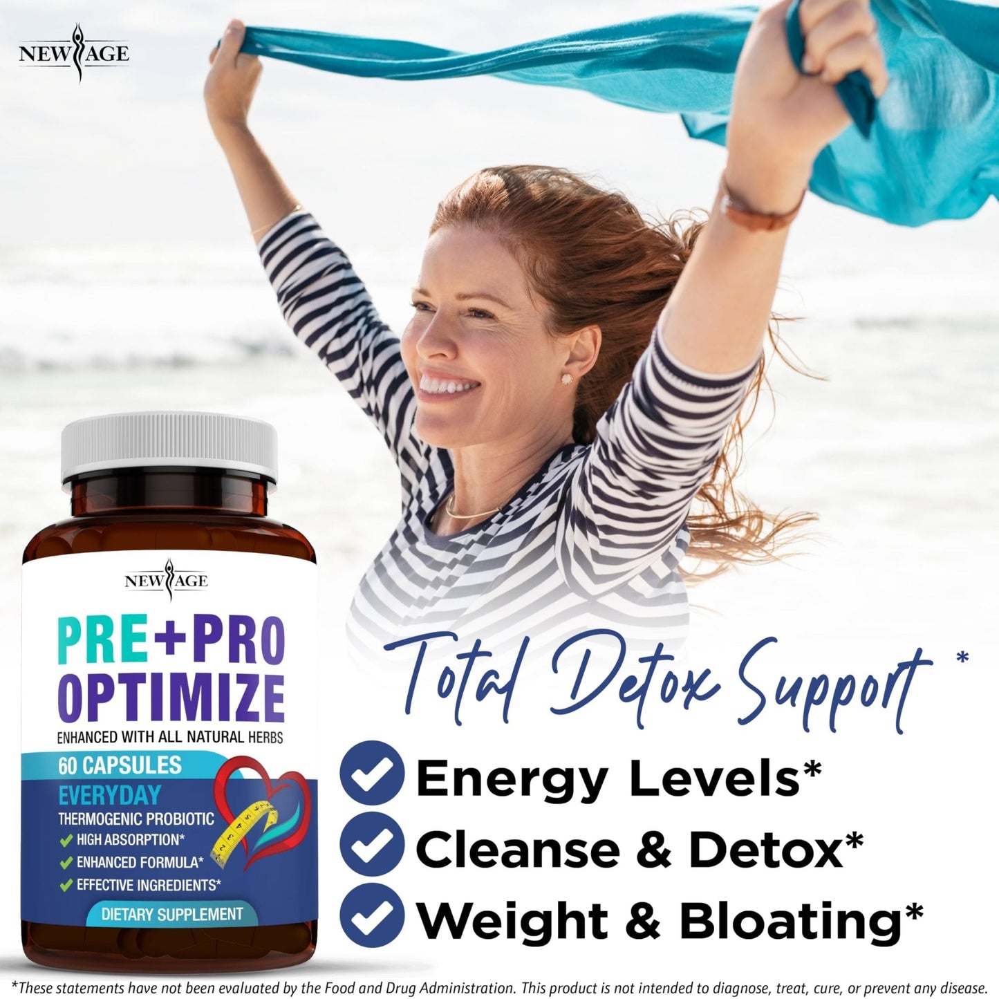 NEW AGE Pro Optimize Probiotics for Women, Menopause, Digestive Health - Support for Bloating, Hot Flashes, Joint Support, Night Sweats - Maple Wellness Supplements