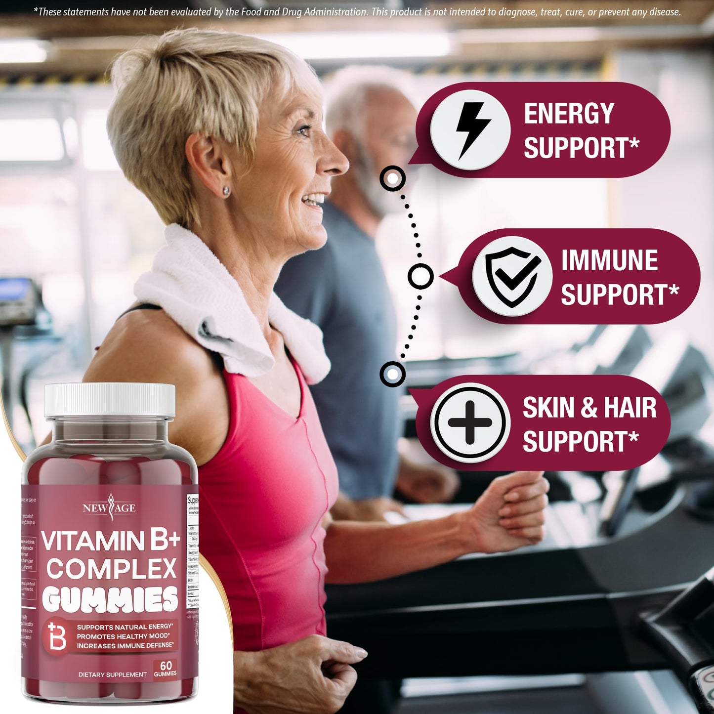 NEW AGE Vitamin B Complex Gummies with Vitamin B3, B6, & B12 – with Biotin, Folic Acid & Vitamin C – Gluten-Free, Vegan - Maple Wellness Supplements