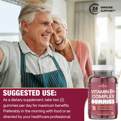 NEW AGE Vitamin B Complex Gummies with Vitamin B3, B6, & B12 – with Biotin, Folic Acid & Vitamin C – Gluten-Free, Vegan - Maple Wellness Supplements