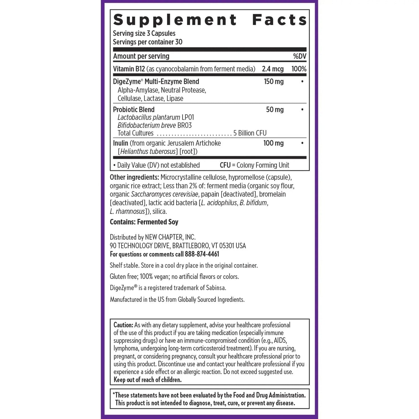 New Chapter All-Flora Enzyme Complex with Probiotics Relieves Bloating & Gas - Clinical-Strength Digestive Enzymes + Ultra-Concentrated Probiotics + Fermented Vitamin B12, 90 Vegan Capsules - Maple Wellness Supplements