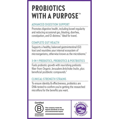 New Chapter All-Flora Probiotic for Advanced Digestion & Complete Gut Health with Prebiotics + Postbiotics, Clinical-Strength Strains, 100% Vegetarian, Non-GMO, Shelf Stable - 60 ct (2 Month Supply) - Maple Wellness Supplements