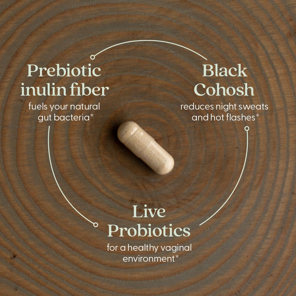 New Chapter All-Flora Probiotic Menopause Balance, Ultra-Concentrated Probiotics for Women with Black Cohosh for Menopause Hot Flashes, 100% Vegan, 30 Vegan Capsules - Maple Wellness Supplements