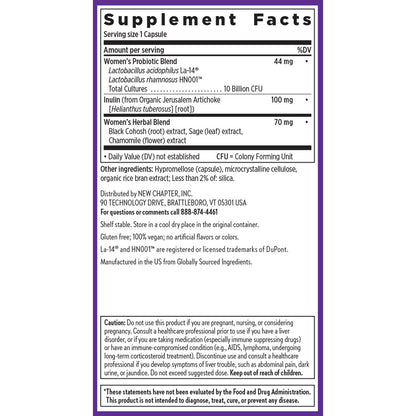 New Chapter All-Flora Probiotic Menopause Balance, Ultra-Concentrated Probiotics for Women with Black Cohosh for Menopause Hot Flashes, 100% Vegan, 30 Vegan Capsules - Maple Wellness Supplements