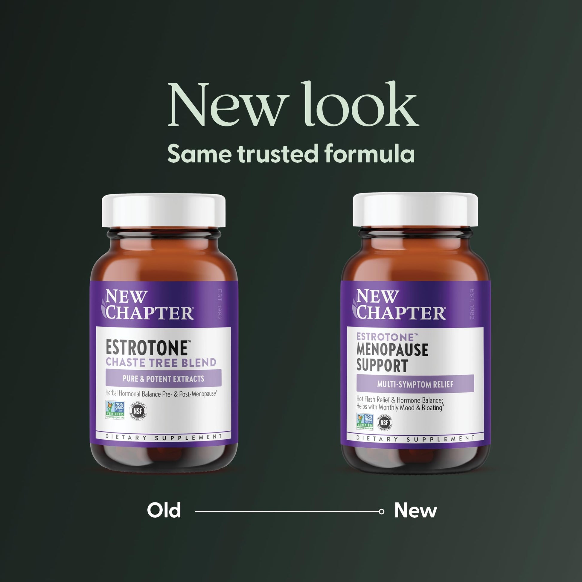 New Chapter Menopause Supplement - Estrotone Herbal Hormone Balance for Women in Perimenopause, with Black Cohosh for Hot Flash Relief & to Reduce Night Sweats + Vitex, No Added Hormones - 60 ct - Maple Wellness Supplements