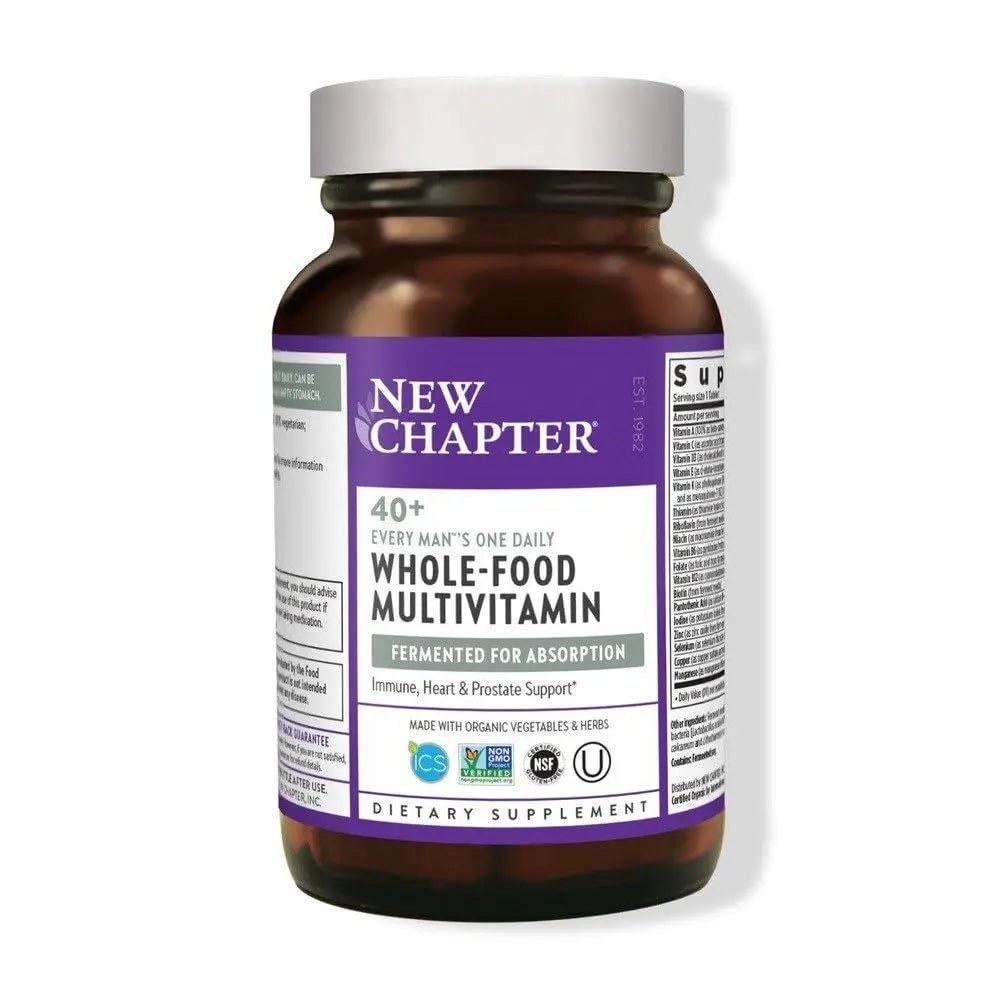 New Chapter Men's Multivitamin, Every Man's One Daily 40+, Fermented with Probiotics + Saw Palmetto + B Vitamins + Vitamin D3 + Organic - Maple Wellness Supplements