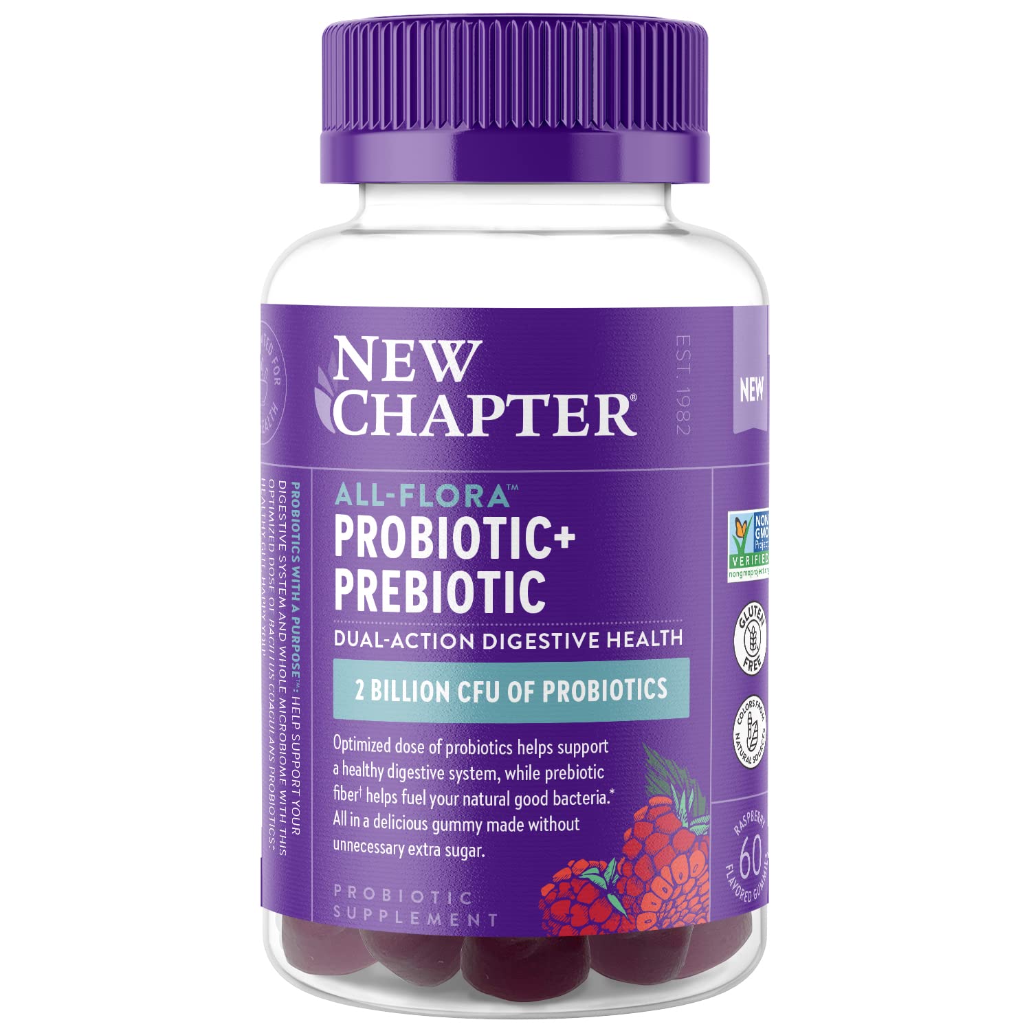New Chapter Probiotic Gummies for Women and Men, All-Flora (1 Month Supply) – 55% Less Sugar+, Formulated for Holistic Gut Health Support with Probiotics + Prebiotic Fiber - Maple Wellness Supplements