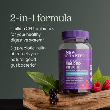 New Chapter Probiotic Gummies for Women and Men, All-Flora (1 Month Supply) – 55% Less Sugar+, Formulated for Holistic Gut Health Support with Probiotics + Prebiotic Fiber - Maple Wellness Supplements