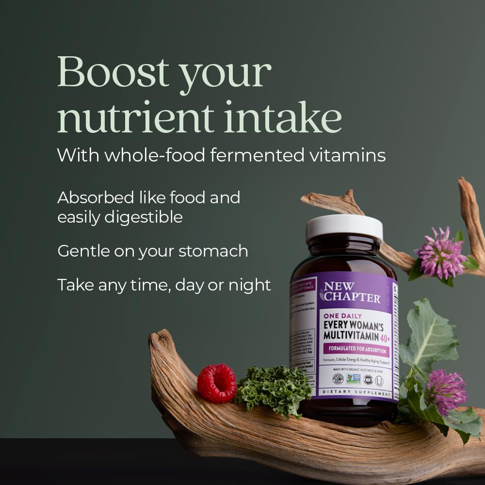 New Chapter Women’s Multivitamin 40+, extra B6 & B12, Biotin for Hair Growth, D3, Vit C, Zinc for Immune & Stress Support, Gentle on an Empty Stomach - Maple Wellness Supplements