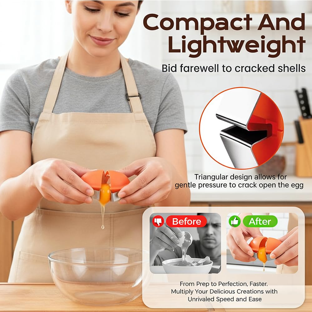 New Egg Shell Opener Egg Cracker Tool Stainless Steel, Multifunctional Egg Shell Opener for Raw Or Hard-Boiled Eggs, Kitchen Gadget for Cooking Baking (Orange Red) - Maple Wellness Supplements