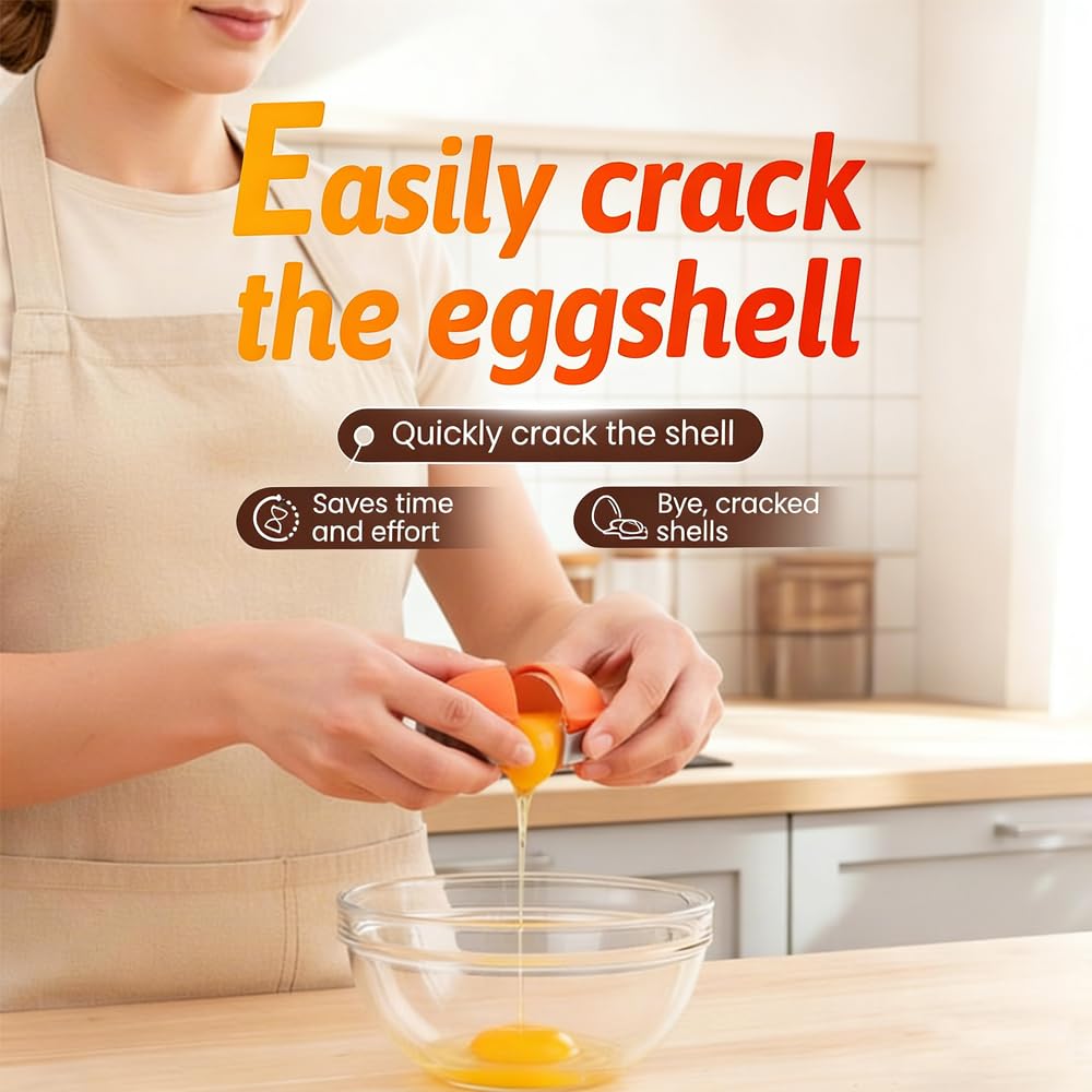 New Egg Shell Opener Egg Cracker Tool Stainless Steel, Multifunctional Egg Shell Opener for Raw Or Hard-Boiled Eggs, Kitchen Gadget for Cooking Baking (Orange Red) - Maple Wellness Supplements