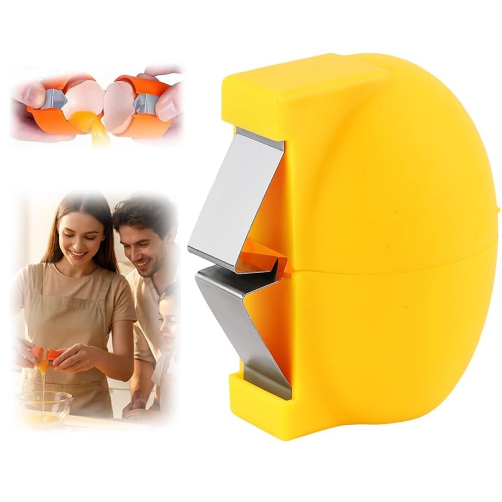 New Egg Shell Opener Egg Cracker Tool Stainless Steel, Multifunctional Egg Shell Opener for Raw Or Hard-Boiled Eggs, Kitchen Gadget for Cooking Baking (Yellow) - Maple Wellness Supplements