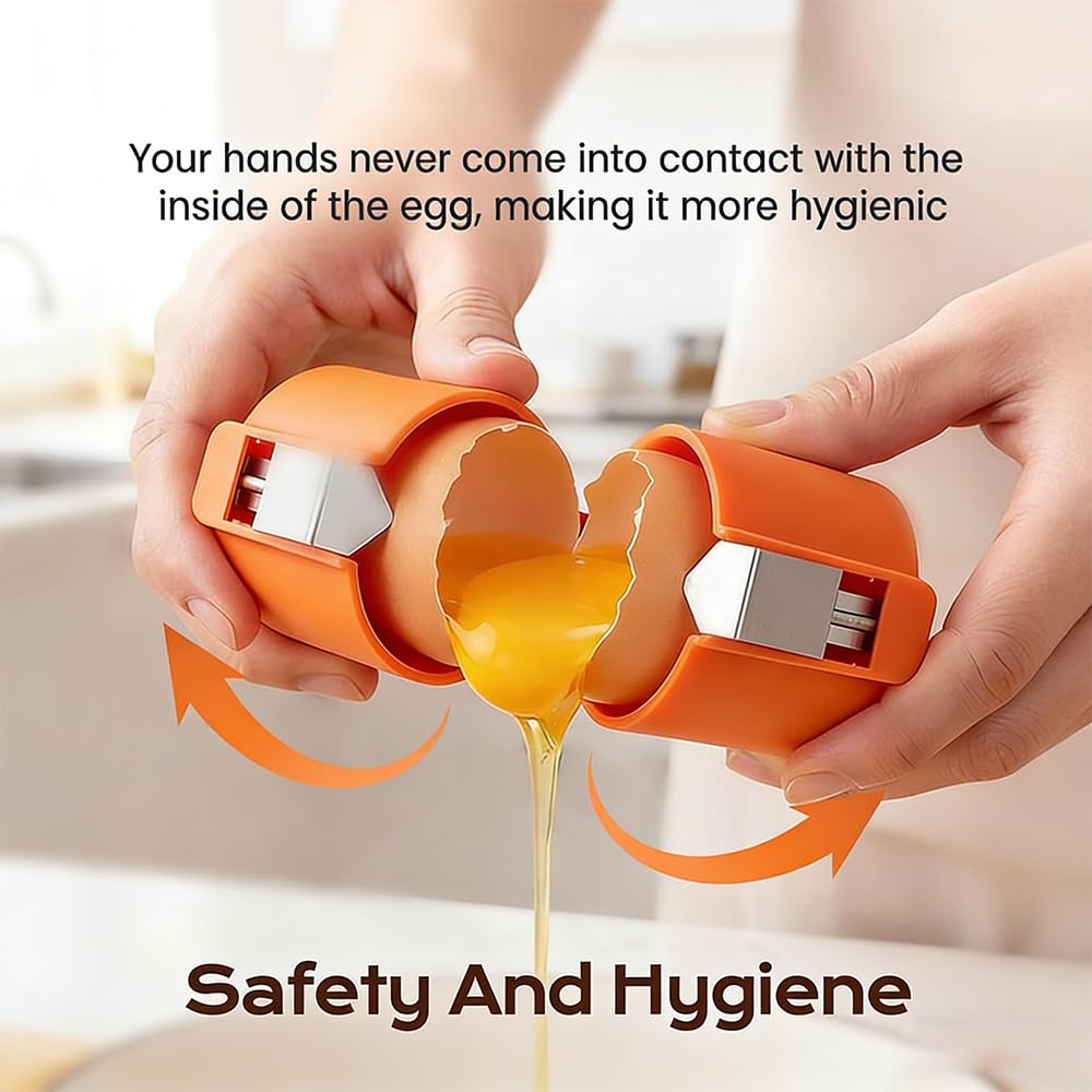 New Egg Shell Opener Egg Cracker Tool Stainless Steel, Multifunctional Egg Shell Opener for Raw Or Hard-Boiled Eggs, Kitchen Gadget for Cooking Baking (Yellow) - Maple Wellness Supplements