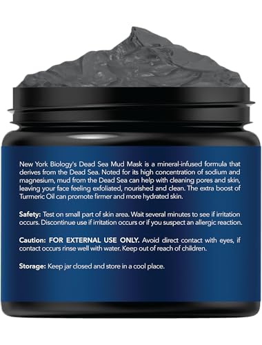 New York Biology Dead Sea Mud Mask for Face and Body | with Turmeric Oil | Spa Quality Pore Refiner for Oily Skin | Natural Skincare for Women & Men - Maple Wellness Supplements
