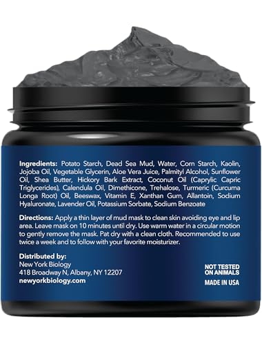 New York Biology Dead Sea Mud Mask for Face and Body | with Turmeric Oil | Spa Quality Pore Refiner for Oily Skin | Natural Skincare for Women & Men - Maple Wellness Supplements