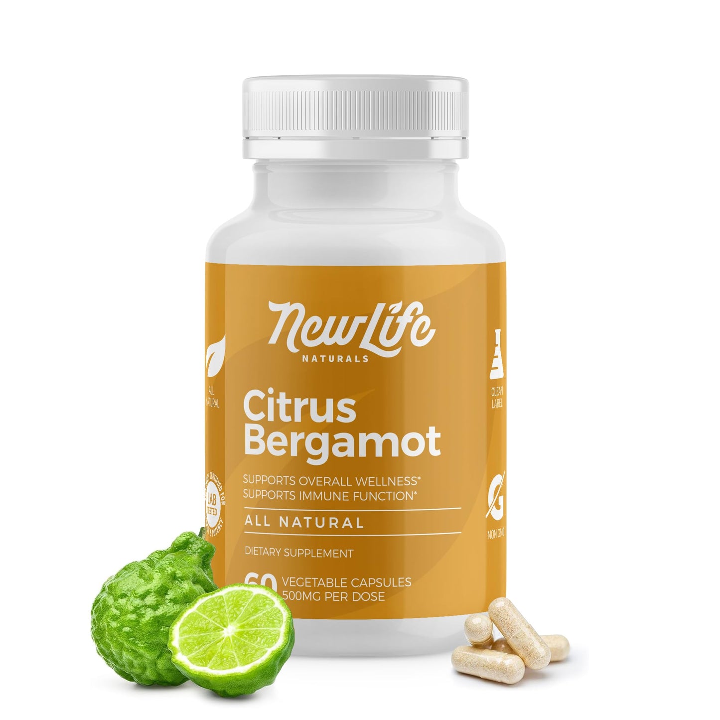 NewLife Naturals Citrus Bergamot Supplements 500 MG - Heart Health - Supplement for Wellness and Aging Support - Maple Wellness Supplements