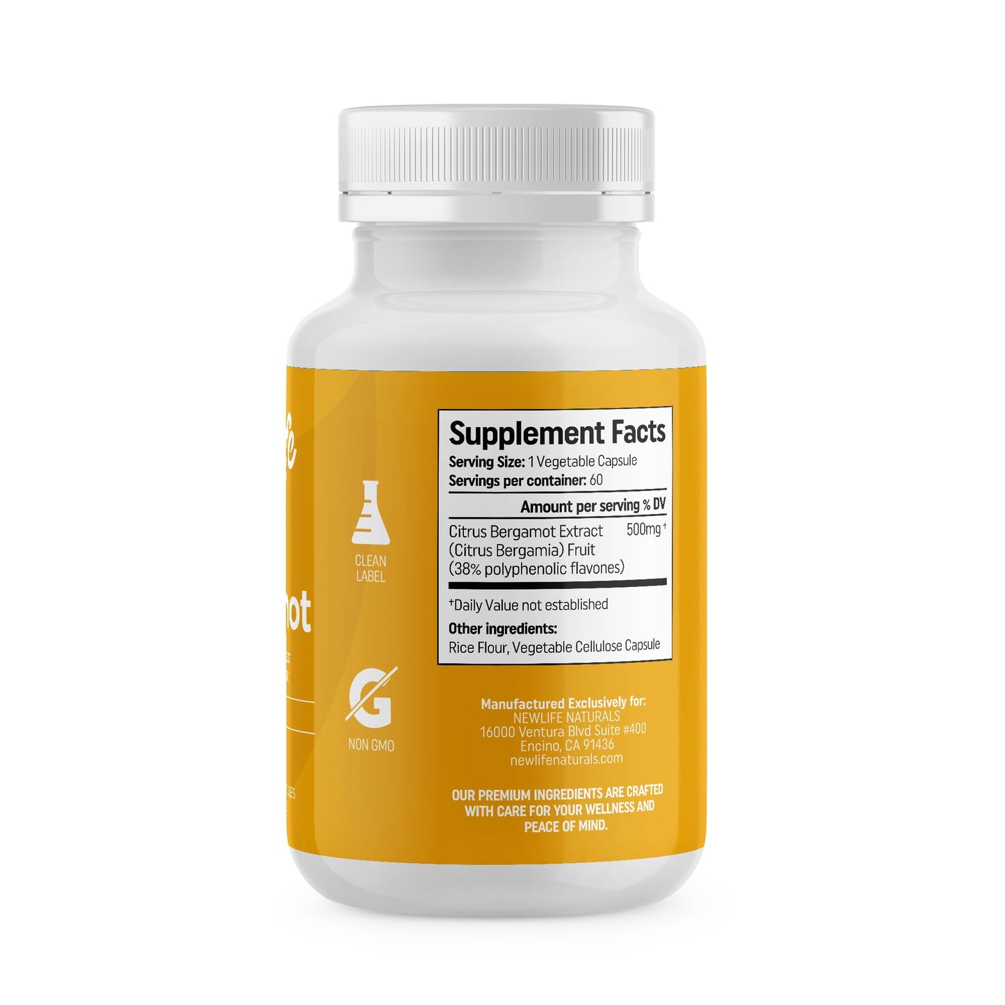 NewLife Naturals Citrus Bergamot Supplements 500 MG - Heart Health - Supplement for Wellness and Aging Support - Maple Wellness Supplements