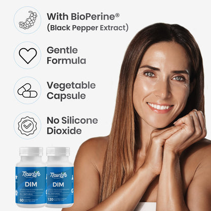 NewLife Naturals DIM Supplement 300mg for Women & Men - Hormonal Acne, Estrogen Balance Pills, Post Menopause Relief | Healthy Estrogen Level | Hormonal Balance - Bioperine | PCOS - 60 Day Supply - Maple Wellness Supplements