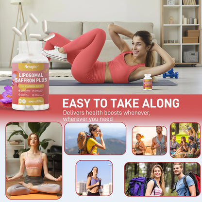 Newpie Saffron Supplements - 100% Pure Saffron Extract Capsules - Natural Mood Enhancer, Supports Eye & Heart Health, Boosts Energy - Premium Supplement for Women & Men（60 Servings (2) - Maple Wellness Supplements