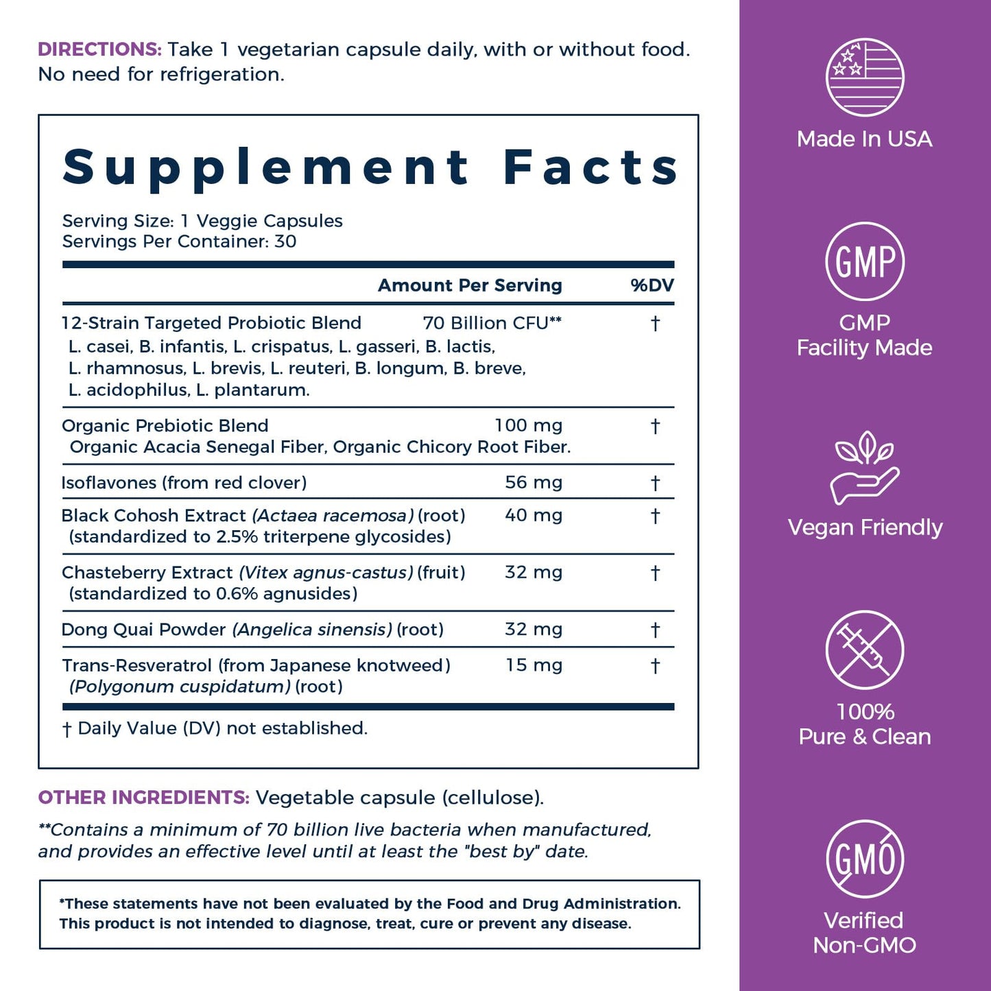 NewRhythm Menopause Probiotics for Women, 7-in-1 Relief, Prebiotics, Black Cohosh Trans-Resveratrol Chasteberry Red Clover Dong Quai, Hot Flashes Night Sweats, No Soy, No Estrogen, 30 Ct - Maple Wellness Supplements