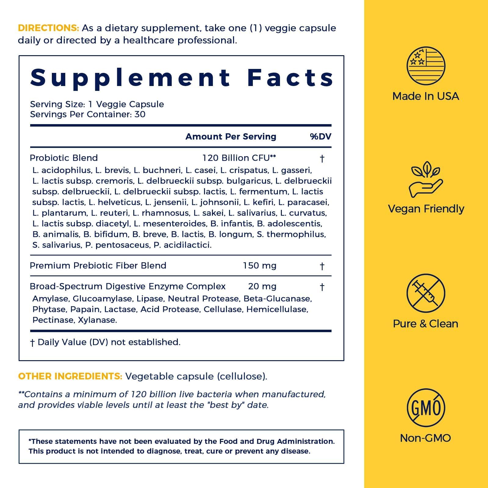 NewRhythm Probiotics 120 Billion CFU 36 Strains, 3-in-1 Probiotics with Prebiotics & Enzymes, Probioticos for Women & Men, - Maple Wellness Supplements