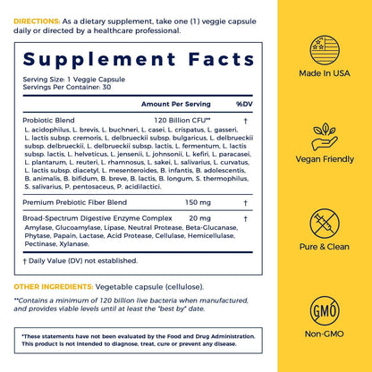 NewRhythm Probiotics 120 Billion CFU 36 Strains, 3-in-1 Probiotics with Prebiotics & Enzymes, Probioticos for Women & Men, - Maple Wellness Supplements