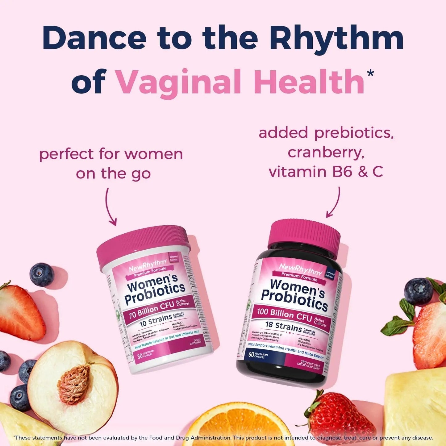 NewRhythm Women's Probiotics, Organic Prebiotics, 70 Billion CFU 10 Strains, Vaginal Probiotics for Urinary & Digestive Health, 30 Vegan Capsules, No Bloating - Maple Wellness Supplements