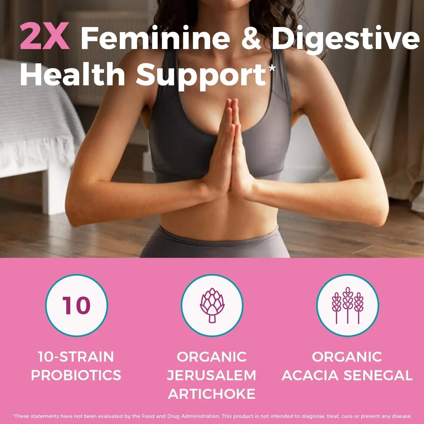 NewRhythm Women's Probiotics, Organic Prebiotics, 70 Billion CFU 10 Strains, Vaginal Probiotics for Urinary & Digestive Health, 30 Vegan Capsules, No Bloating - Maple Wellness Supplements