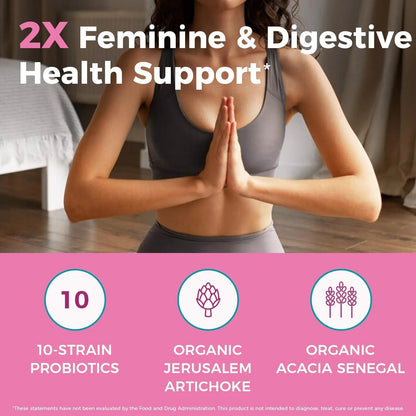 NewRhythm Women's Probiotics, Organic Prebiotics, 70 Billion CFU 10 Strains, Vaginal Probiotics for Urinary & Digestive Health, 30 Vegan Capsules, No Bloating - Maple Wellness Supplements