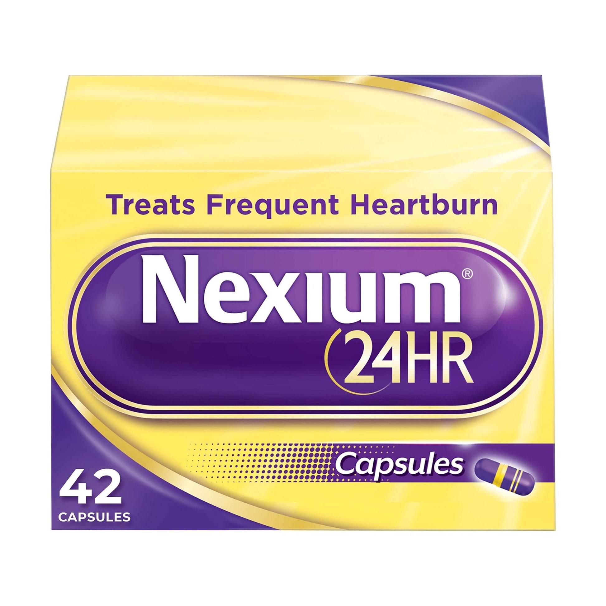 Nexium 24HR Acid Reducer Heartburn Relief Capsules for All-Day and All-Night Protection from Frequent Heartburn, Heartburn Medicine with Esomeprazole Magnesium - 42 Count - Maple Wellness Supplements