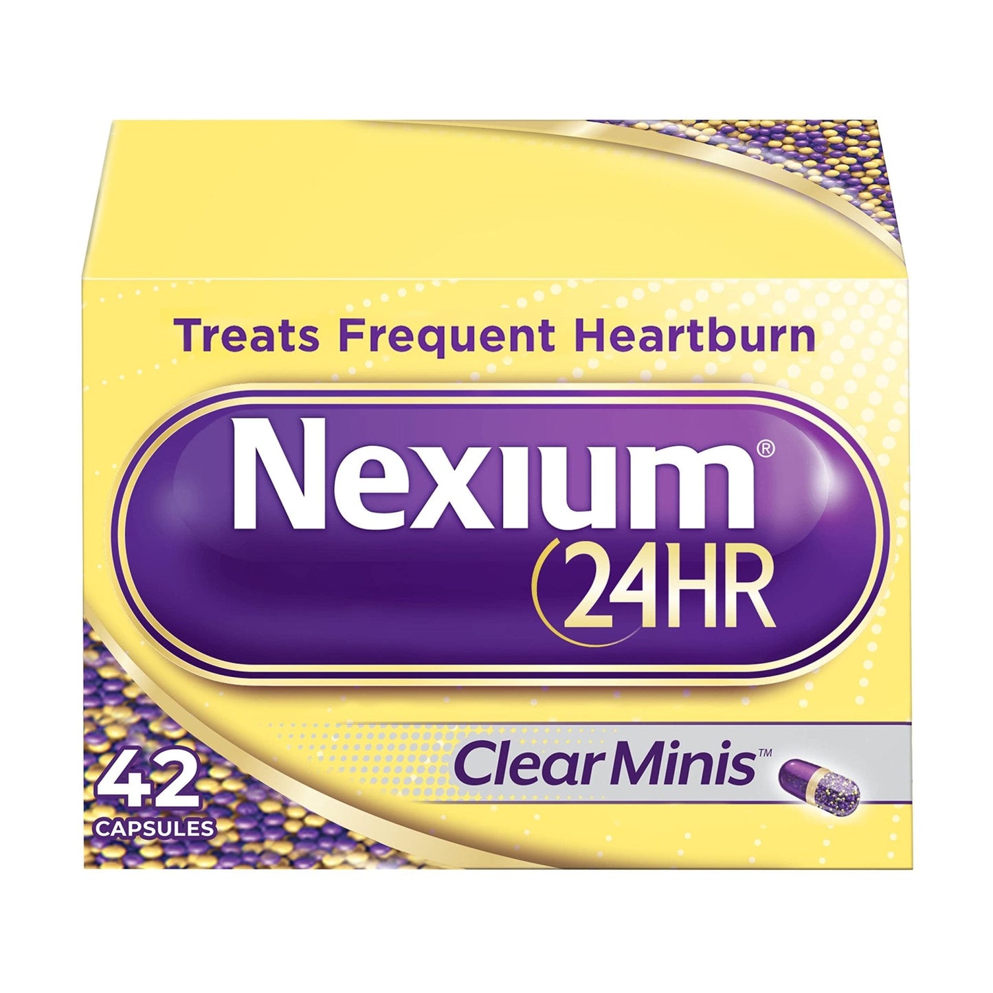 Nexium 24HR ClearMinis Acid Reducer Heartburn Relief Delayed Release Capsules for All-Day and All-Night Protection from Frequent Heartburn, Heartburn Medicine with Esomeprazole Magnesium - 42 Count - Maple Wellness Supplements