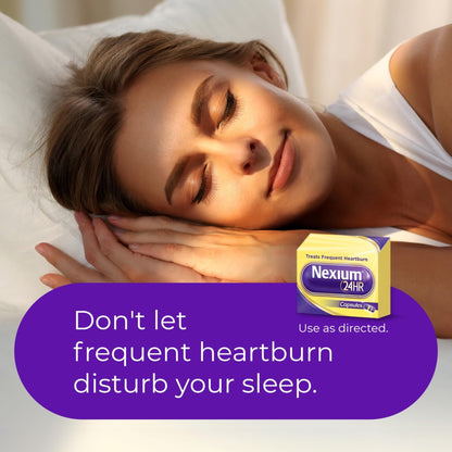 Nexium 24HR ClearMinis Acid Reducer Heartburn Relief Delayed Release Capsules for All-Day and All-Night Protection from Frequent Heartburn, Heartburn Medicine with Esomeprazole Magnesium - 42 Count - Maple Wellness Supplements